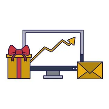 Gift delivery business tendency data blue lines Stock Illustration