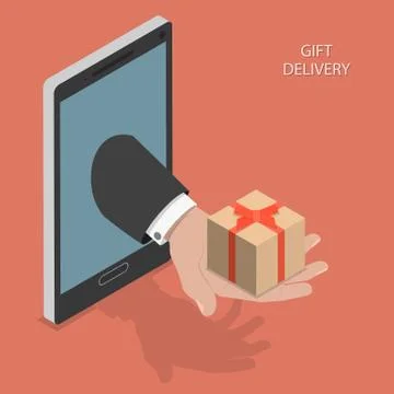 Gift delivery isometric vector illustration. Stock Illustration