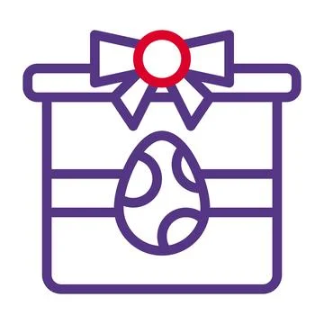 Gift egg icon duocolor red purple colour easter symbol illustration. Stock Illustration