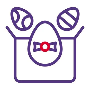 Gift egg icon duocolor red purple colour easter symbol illustration. Stock Illustration