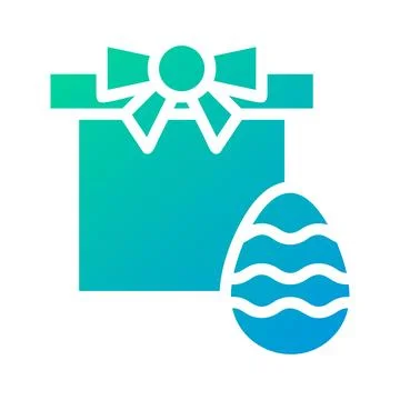 Gift egg icon solid gradient green blue colour easter symbol illustration. Stock Illustration