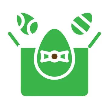 Gift egg icon solid green brown colour easter symbol illustration. Stock Illustration