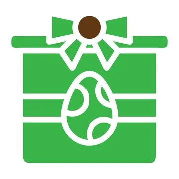 Gift egg icon solid green brown colour easter symbol illustration. Stock Illustration