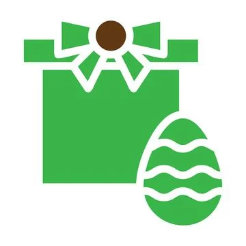 Gift egg icon solid green brown colour easter symbol illustration. Stock Illustration
