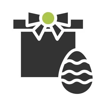 Gift egg icon solid green grey colour easter symbol illustration. 스톡 일러스트