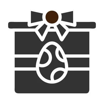 Gift egg icon solid grey brown colour easter symbol illustration. Stock Illustration