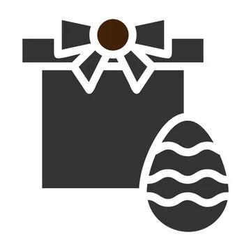 Gift egg icon solid grey brown colour easter symbol illustration. Stock Illustration
