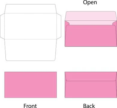 Gift envelope mockup. Cutting-out for laser printer, cutting. Stock Illustration
