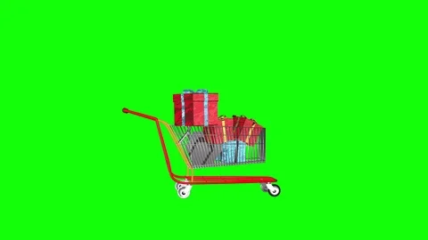 Gift falling in a shopping cart Stock Footage 119982573