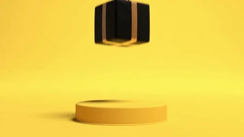 Gift falling on yellow background, 4K animation Vidéo 163463904
