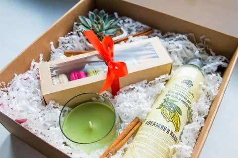 Gift, female gift set / holiday for girls, gift box Stock Photos
