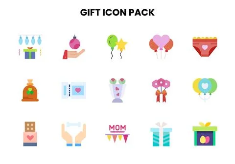 Gift Flat Collection Icons Pack Stock Illustration