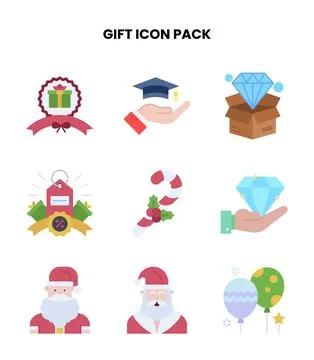 Gift Flat Icons Pack Stock Illustration