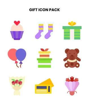 Gift Flat UI Icons Pack Stock Illustration