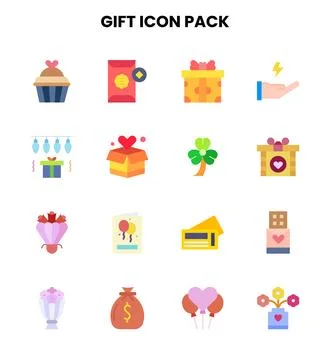 Gift Flat UI Icons Pack Stock Illustration