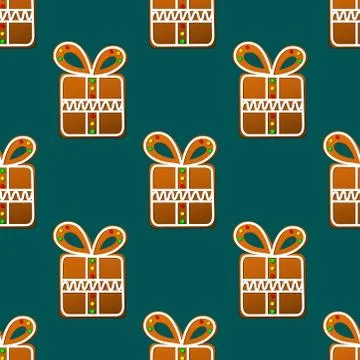 Gift gingerbread seamless pattern Illustrazione stock