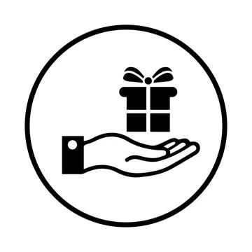 Gift, giving, prize, box, present icon. Rounded black vector design. Illustration