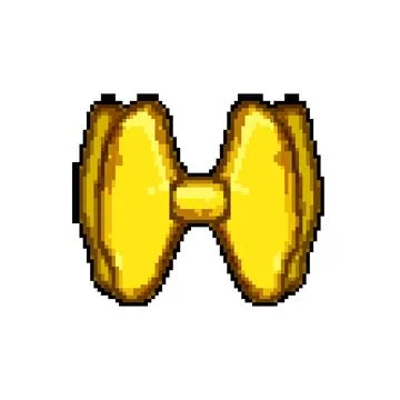 Gift gold bow pixel art vector illustration Stock Illustration