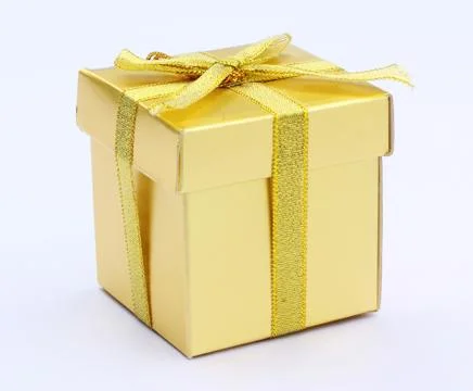 Gift, gold box Stock Photos