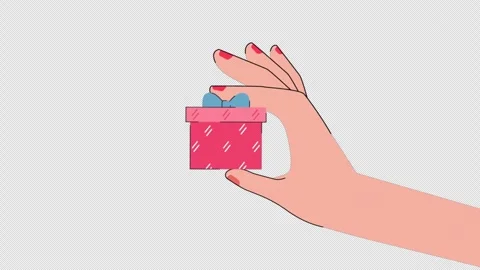 Gift In Hand Alpha Channel Stock Footage 260840667