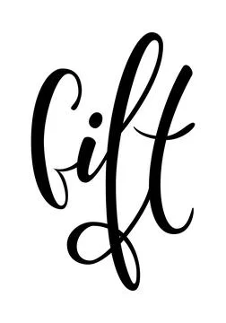 Gift. Hand drawn brush pen lettering on isolated background. design holiday.. Stock Illustration