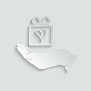 Gift in hand icon. Stock Illustration