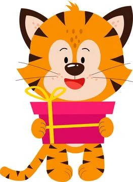 A gift in the hands of a tiger. Stock Illustration