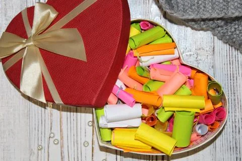 Gift of the heart on a old table Stock Photos