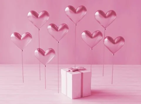 Gift with hearts on a light background Stock Illustration