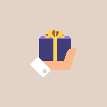 Gift holding in the hands of men. Stock Illustration