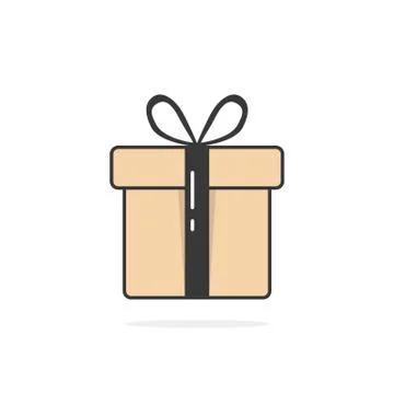 Gift icon with black string and shadow Stock Illustration