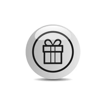 Gift icon in a button on a white background Illustrazione stock
