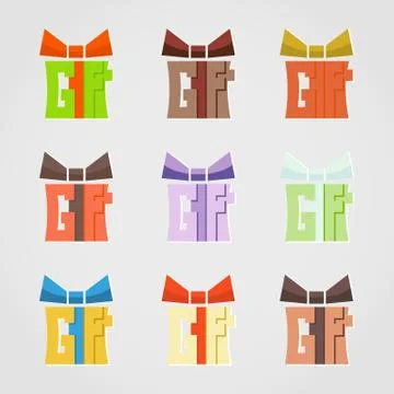 Gift icon collection isolated Stock Illustration