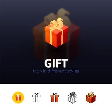 Gift icon in different style Stock Illustration