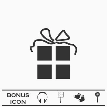 Gift icon flat. Illustrazione stock