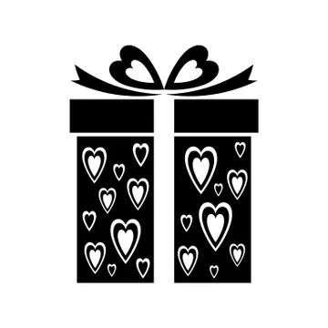 Gift icon with heart pattern Vector sign gift box Stock Illustration