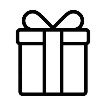 Gift icon linear logo mark in black and white Stock Illustration
