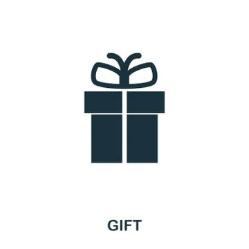 Gift icon. Mobile apps, printing and more usage. Simple element sing. Monochrome Illustrazione stock