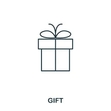 Gift icon outline style. Creative thin design from baby things icon collectio Stock Illustration