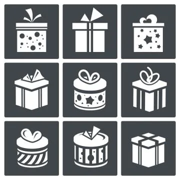 Gift icon set Illustrazione stock