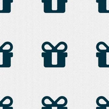 Gift icon sign. Seamless pattern with geometric texture. Vector Stock Illustration