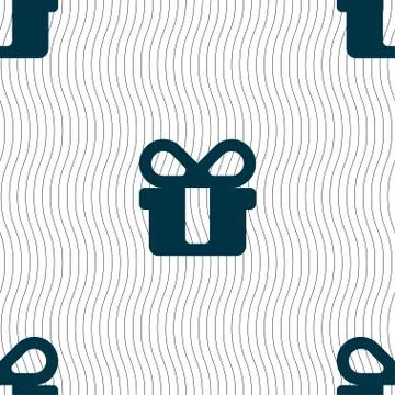Gift icon sign. Seamless pattern with geometric texture. Vector 스톡 일러스트