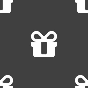 Gift icon sign. Seamless pattern on a gray background. Vector 스톡 일러스트