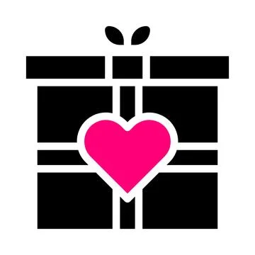 Gift icon solid black pink style valentine vector illustration perfect. Stock Illustration