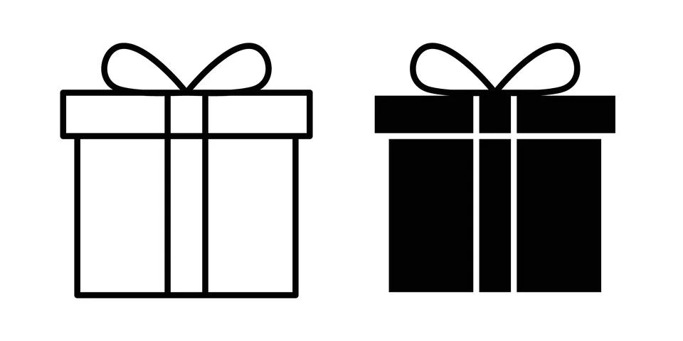 Gift icon thin line and clipart style vector set Stock Illustration