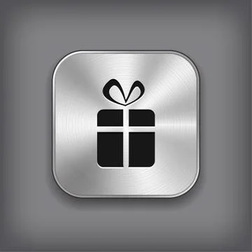 Gift icon - vector metal app button Stock Illustration