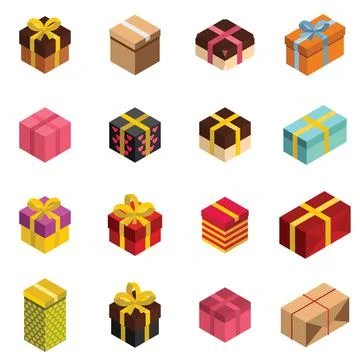 Gift icons and Present boxes in isomertic style 스톡 일러스트