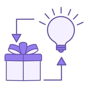 Gift Idea Color Icon. Vector Icon. Gift Box and Light Bulb. Holiday and Par.. Stock Illustration