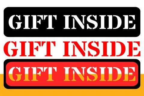 Gift inside text variations on black red and yellow backgrounds Stock Illustration