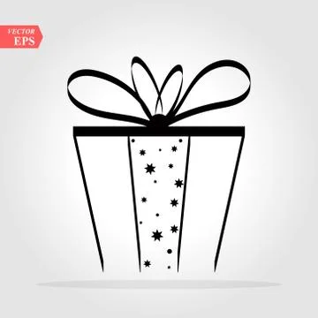 Gift. Isolated vector icon, sign, emblem, pictogram. Flat style for design, w Stock Illustration